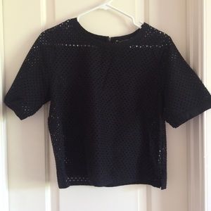 Banana Republic black perforated tee